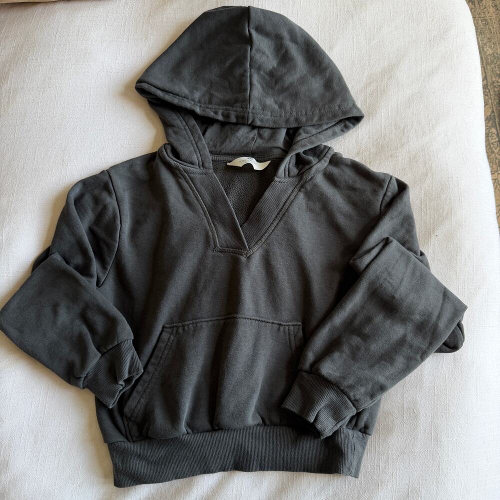 H&M Kids gray v-neck hoodie sweatshirt